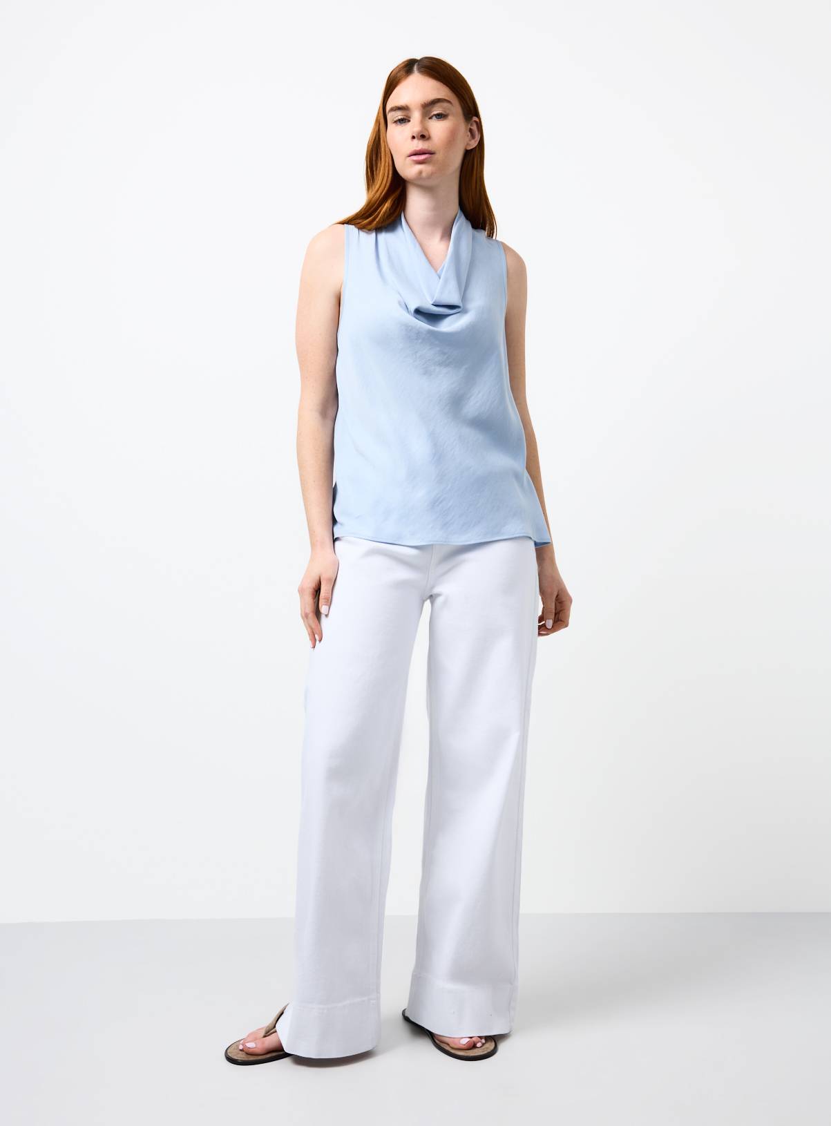 Light Blue Sleeveless Cowl Neck Top 10 - Image 2